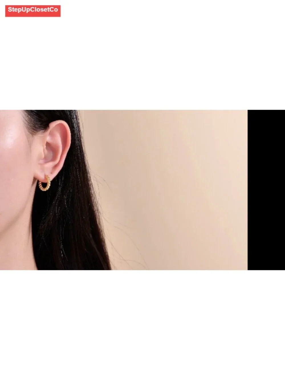 14k Gold Cable-Knit Huggie Hoop Earrings, Twisted Rope Textured, Click-Top